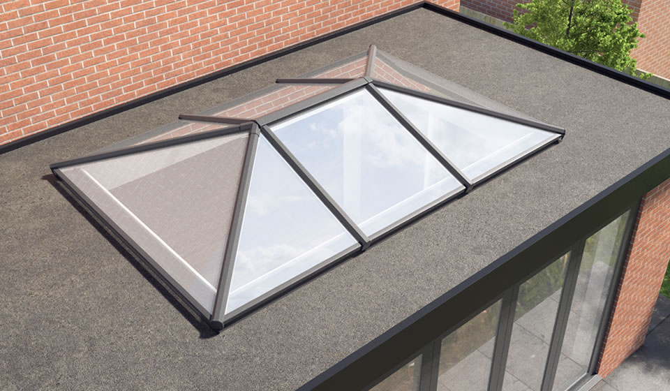 Close-up of a roof lantern structure on a bespoke orangery