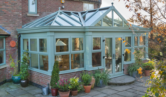 Contemporary orangery finished in Chartwell Green